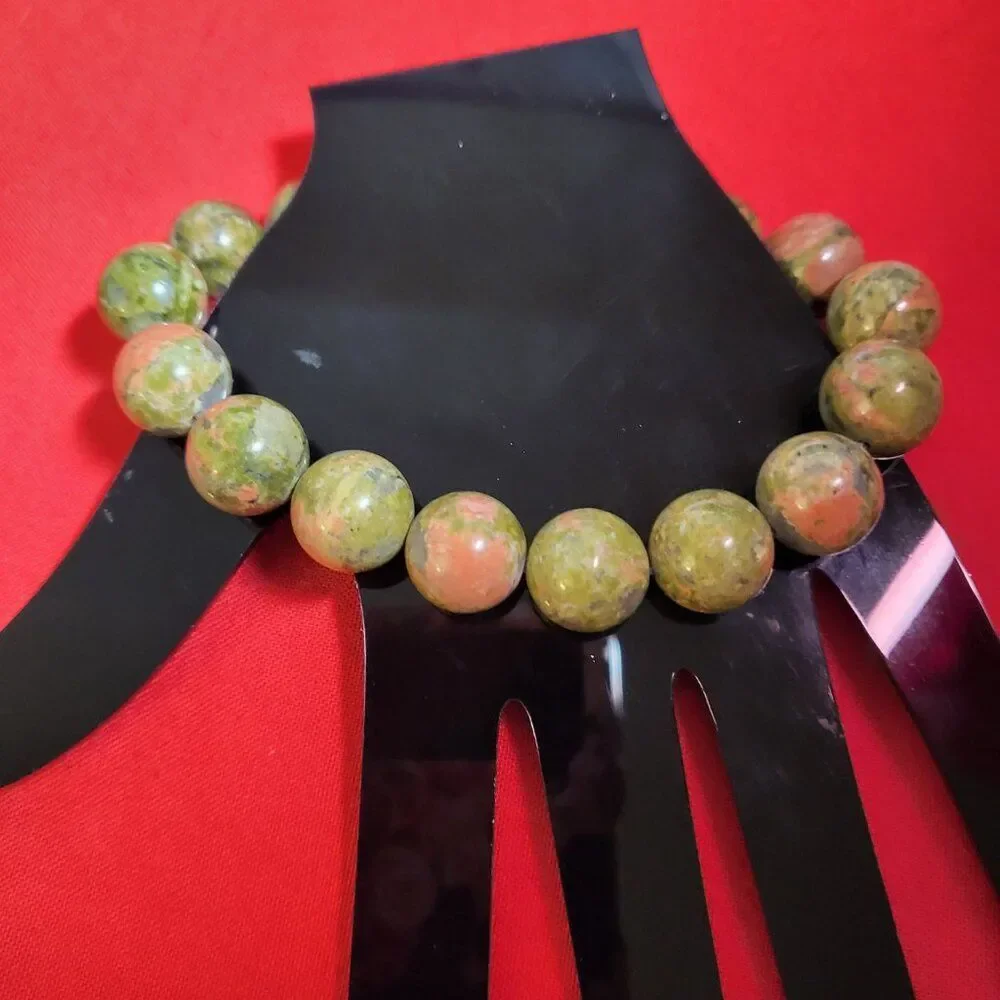 Natural Unakite Beaded Stretch Bracelet